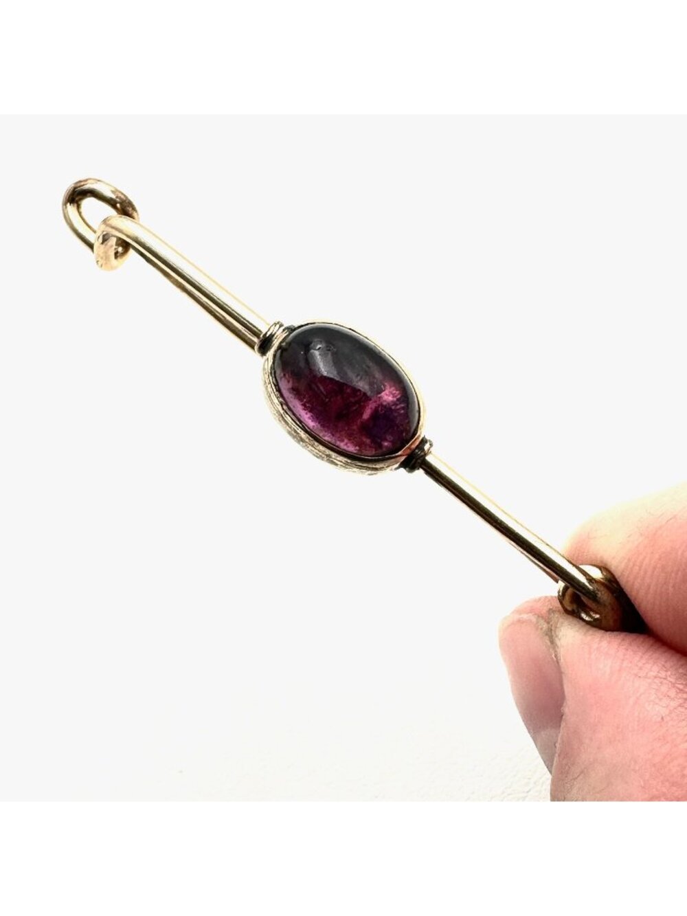 Antique Vintage Brooch Pin 10K Yellow Gold Purple Glass 4.5 Grams